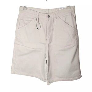Zara Mens Shorts Size 42 Relaxed Fit Cream Color Denim Front Slash Pockets New